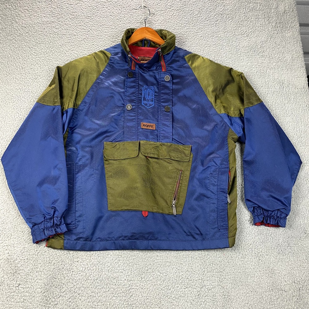 Vtg Roffe Jacket Mens XL Blue Anorak Focus Challenge Ski Snowboard 80s Union USA
